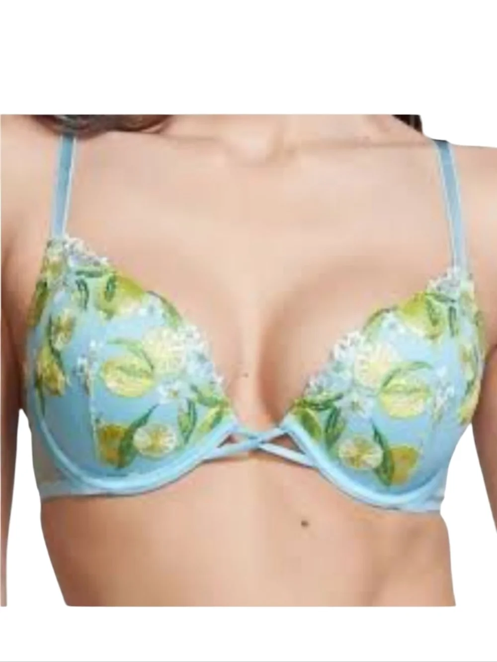 Victoria’s Secret Lightly Lined Lace Demi Bra - Lemon Embroidery - 34D - Picture 1 of 13